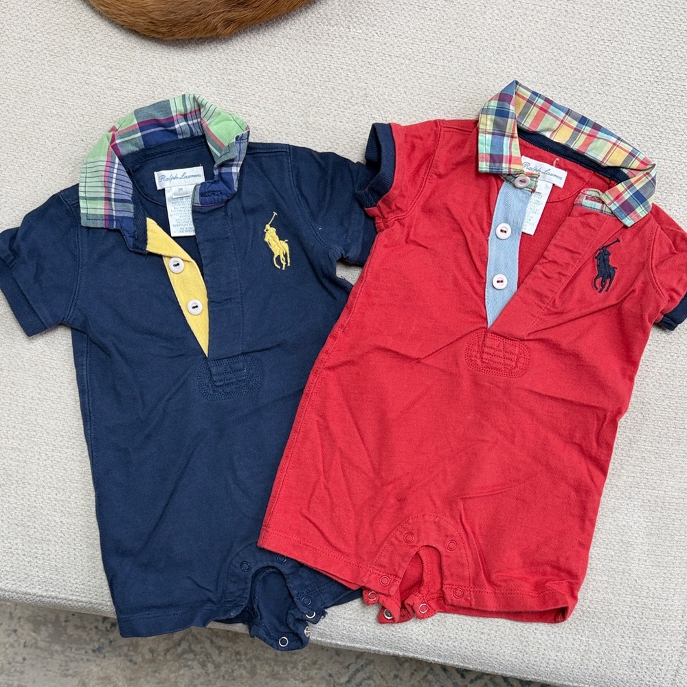 Polo by Ralph Lauren Kids Polo Romper in Navy & Red
